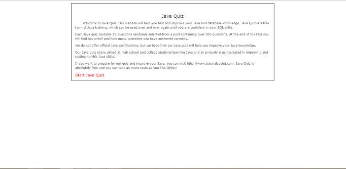 JavaQuiz Homepage